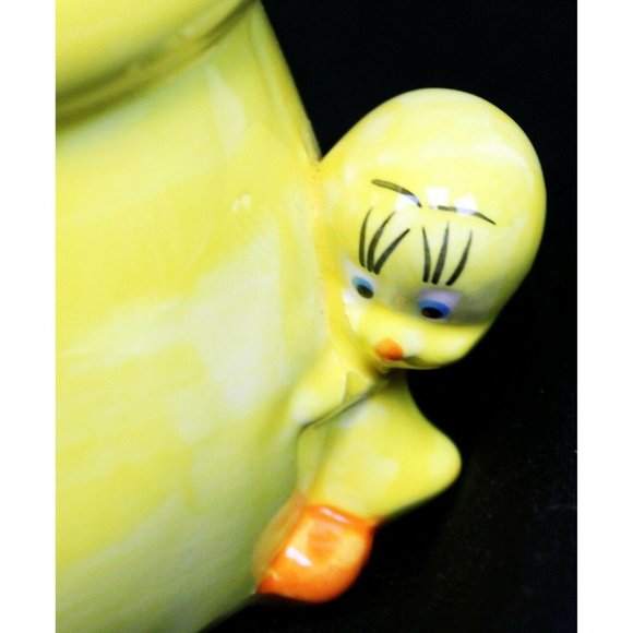'02 Warner Bros Looney Tune Sylvester Cat Tweety Bird Flower Pot Planter Ceramic - Picture 7 of 12